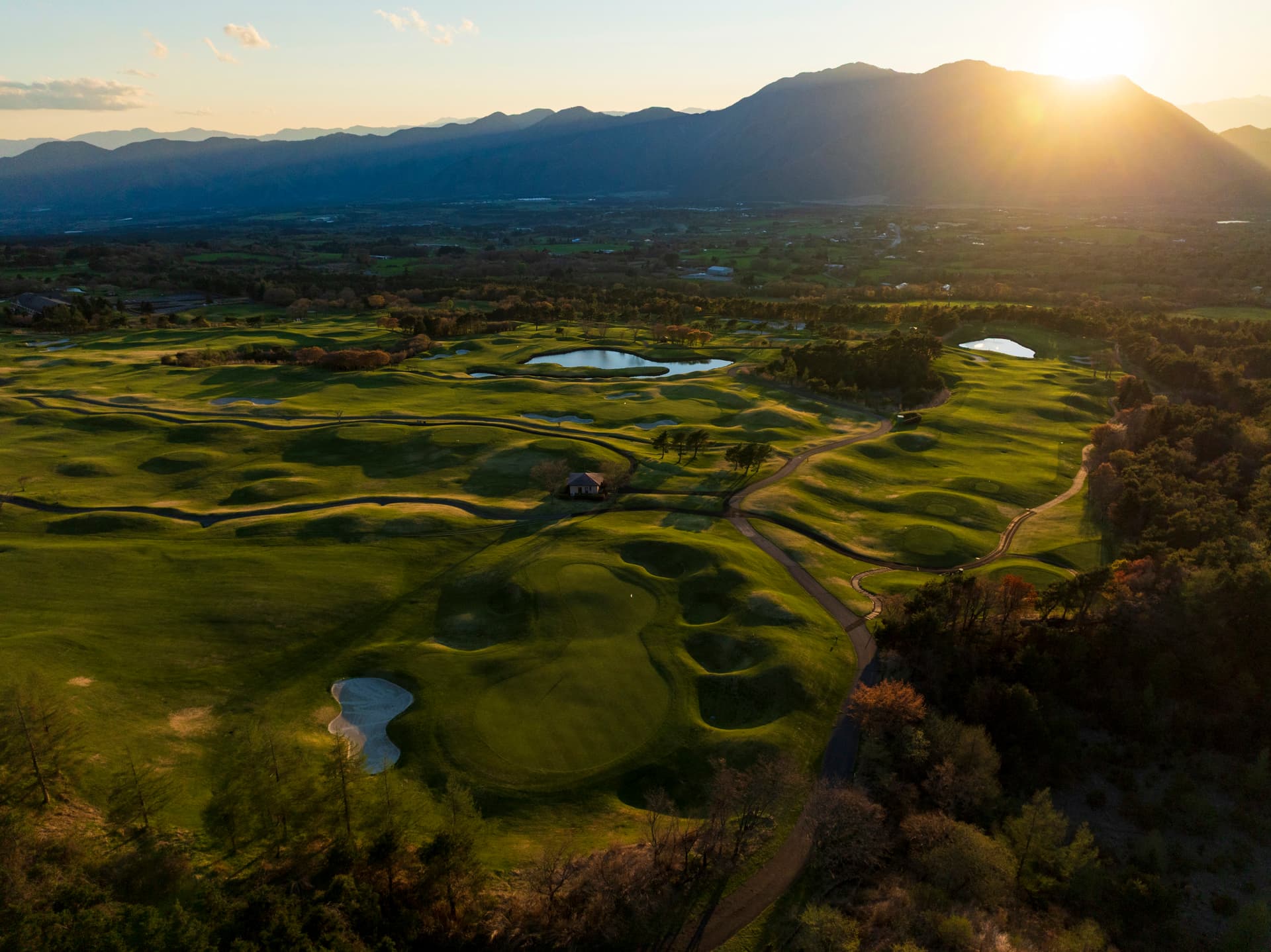 Aerial view of Fuji Classic at sunset