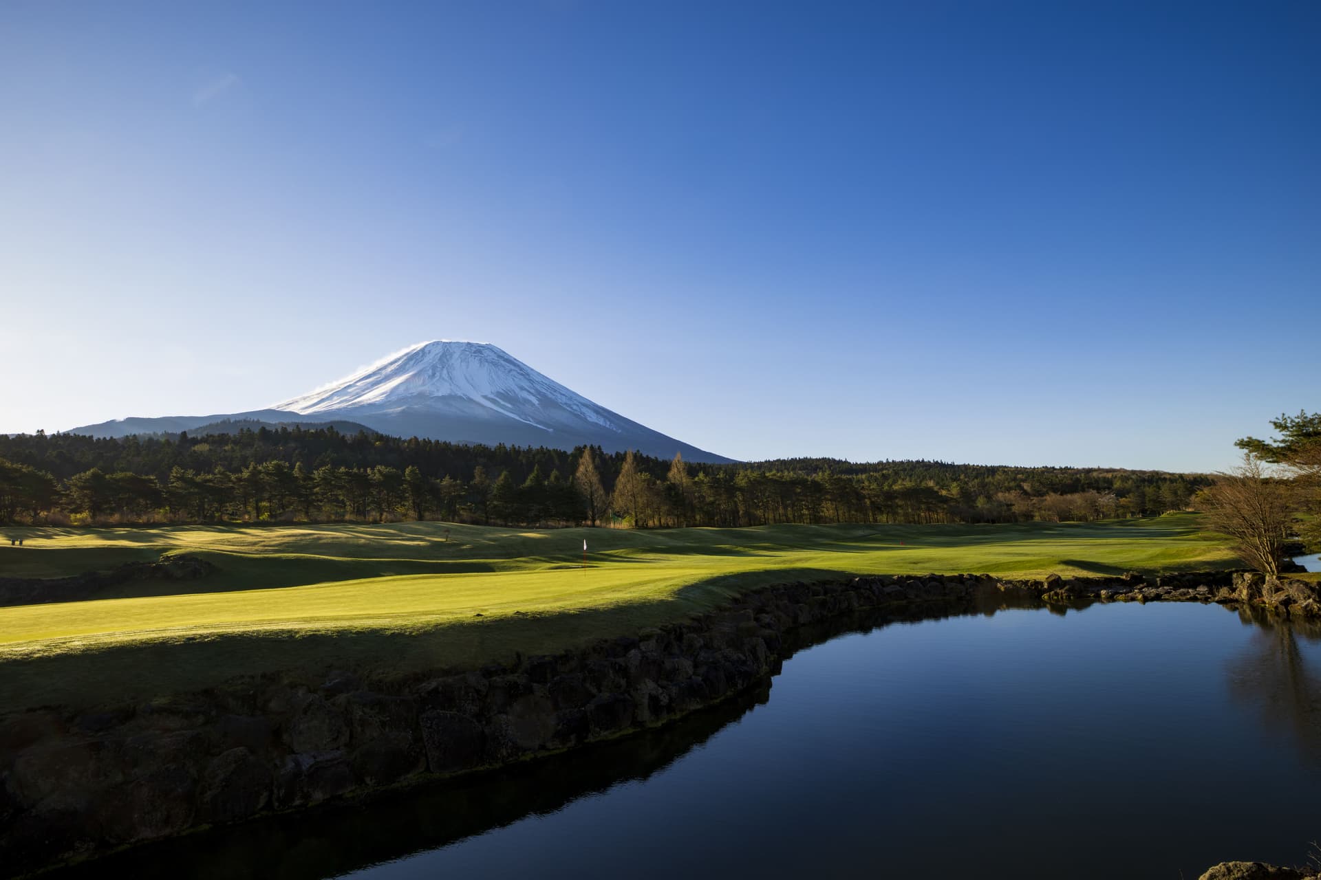 Mt. Fuji rising behind the Fuji Classic golf course