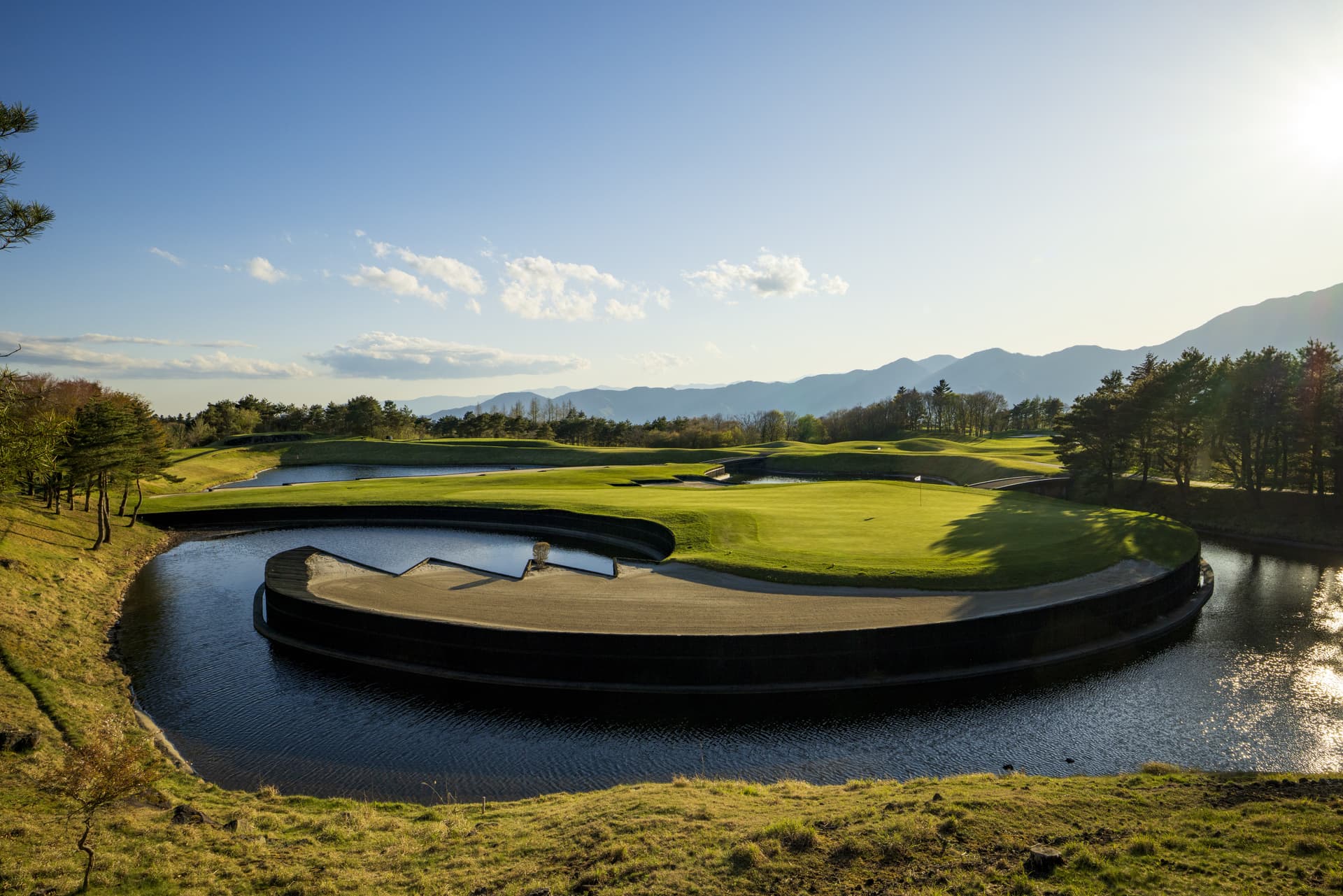 The signature island green at Fuji Classic