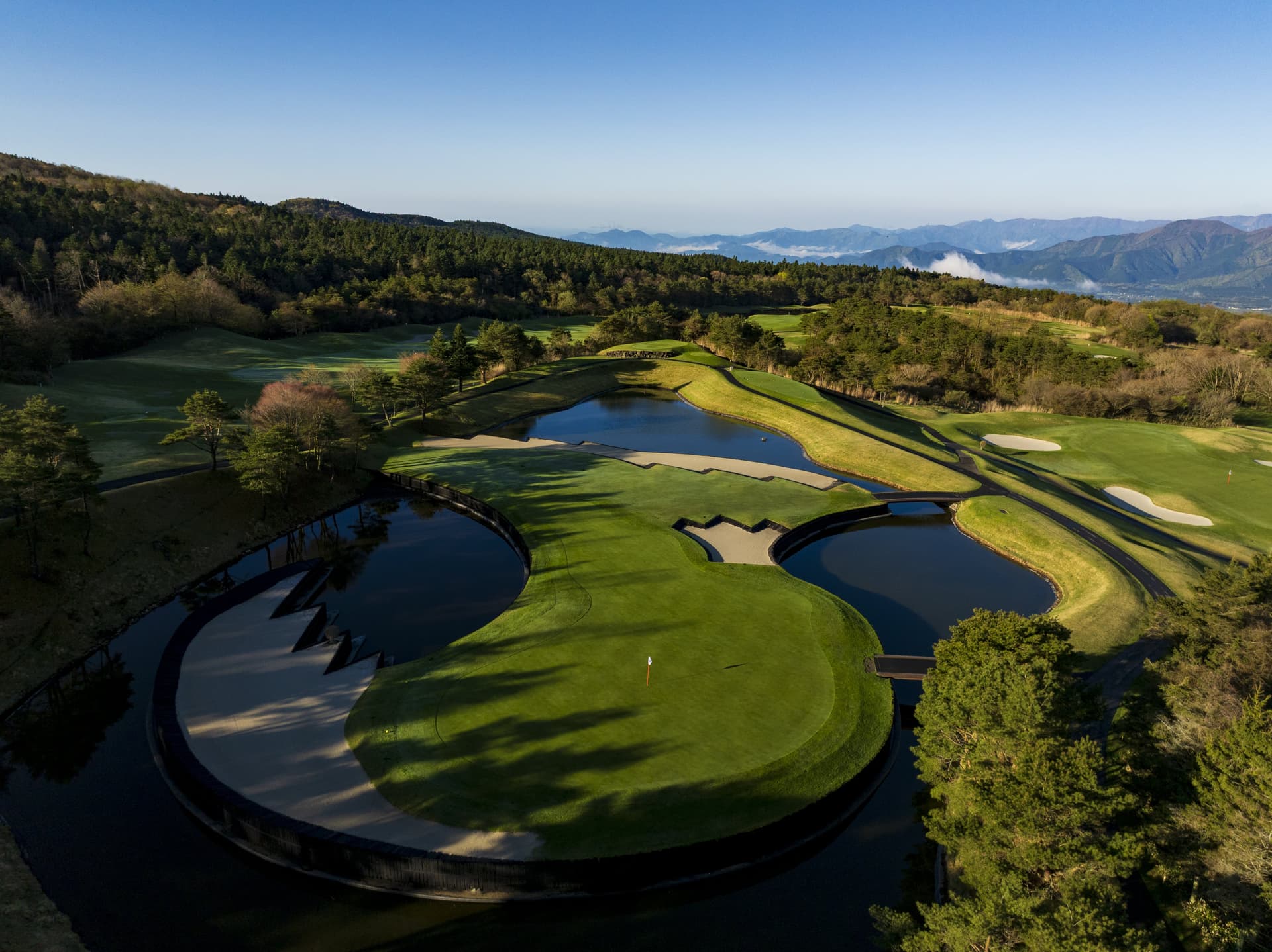 Aerial view of the Fuji Classic signature hole